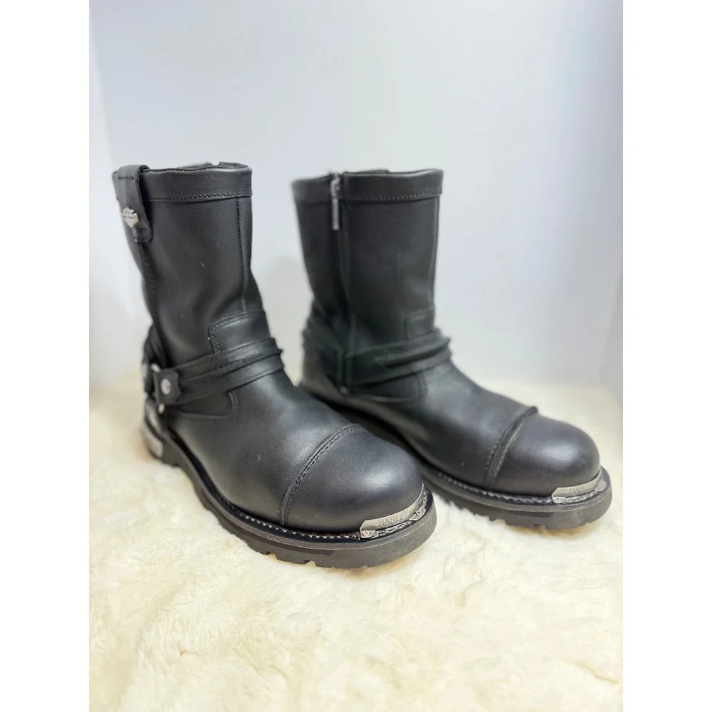 Harley Davidson Motorcycle Harness Boots Black Leather Mens 13M Biker Heavy Lug
